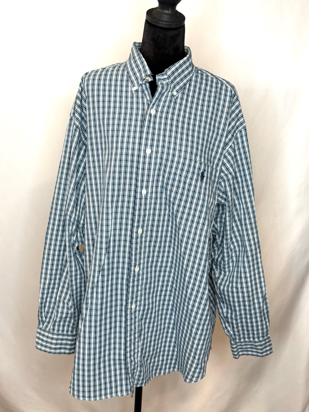 Ralph Lauren Men's Big Shirt Blue, Yellow & White Plaid Button-Down Shirt